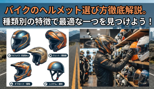 バイクのヘルメット選び方徹底解説。種類別の特徴で最適な一つを見つけよう！