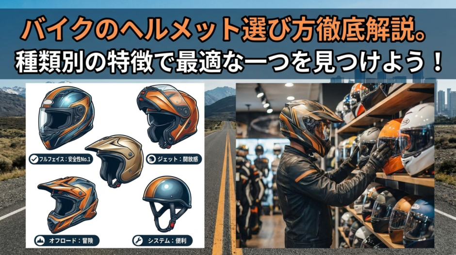 バイクのヘルメット選び方徹底解説。種類別の特徴で最適な一つを見つけよう！