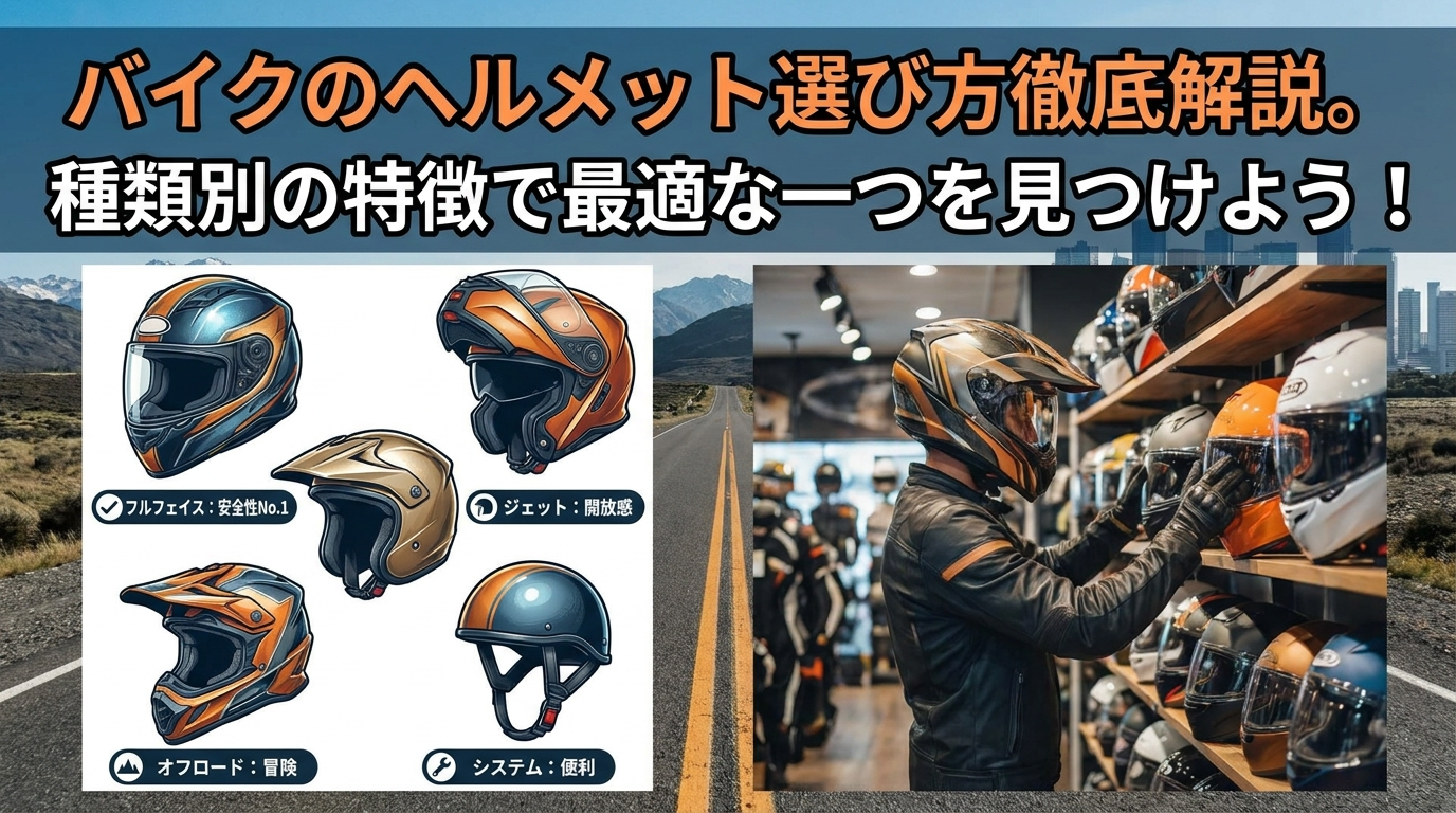 バイクのヘルメット選び方徹底解説。種類別の特徴で最適な一つを見つけよう！