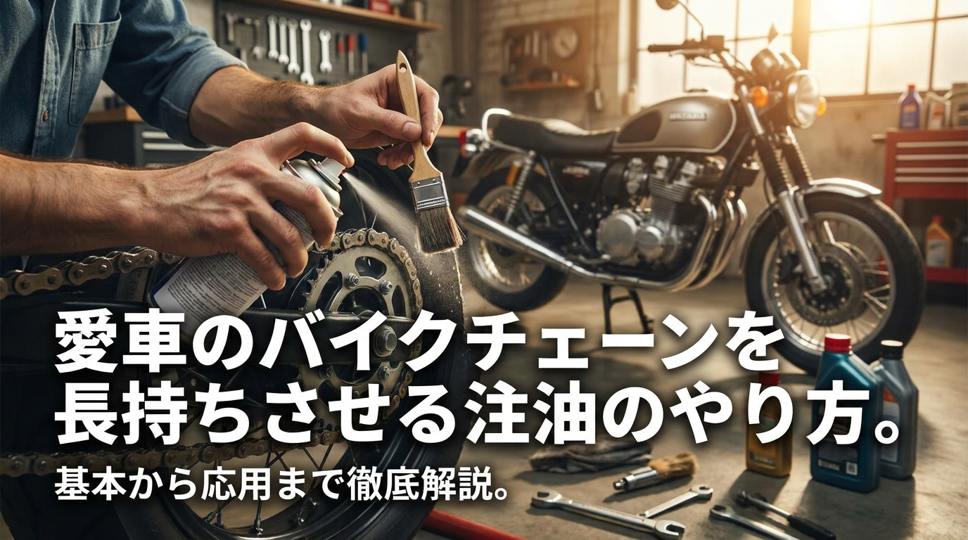 愛車のバイクチェーンを長持ちさせる注油のやり方。基本から応用まで徹底解説。